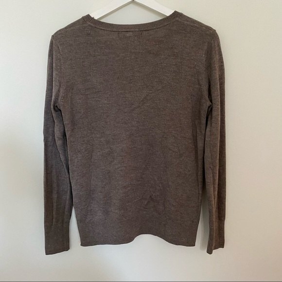 Banana Republic Sweater Brown Tan Crew Neck Long Sleeve Side Zipper Small Petite - Picture 6 of 7